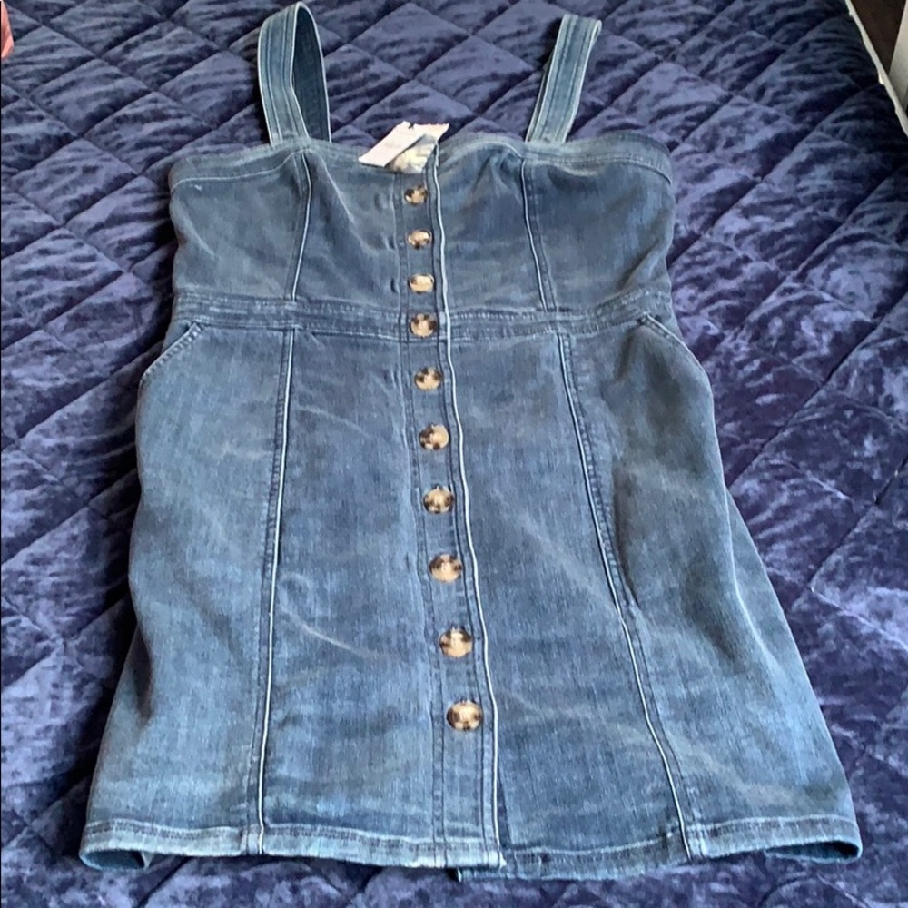 Denim button down dress NWT